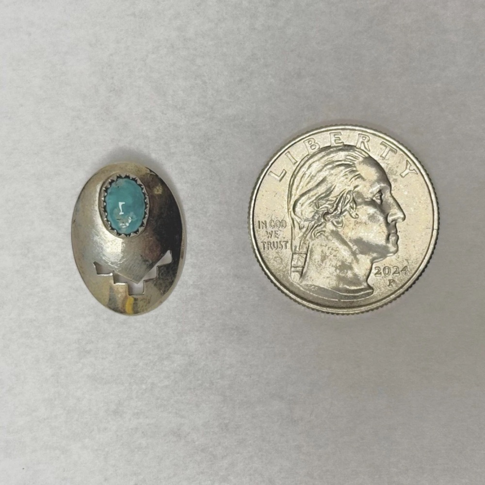 Silver and Turquoise Stud Earrings - Picture 2 of 3